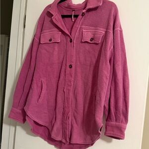 Free People Pink Fleece Shacket